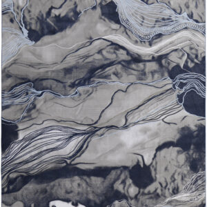 10' X 14' Blue Gray And Ivory Abstract Power Loom Stain Resistant Area Rug