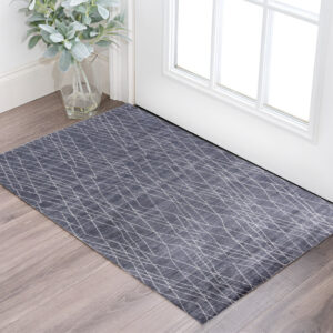 2' X 3' Blue and Ivory Abstract Hand Woven Area Rug