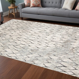 10' X 14' Ivory Gray And Taupe Abstract Stain Resistant Area Rug