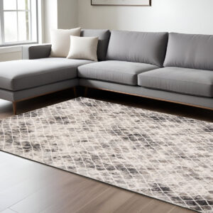 7' X 10' Gray and Ivory Abstract Area Rug