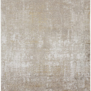 12' X 15' Taupe Ivory And Gold Abstract Area Rug With Fringe