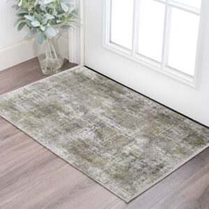 3' X 5' Gray and Ivory Abstract Power Loom Distressed Area Rug With Fringe