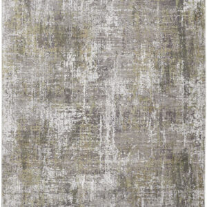 10' X 13' Green Gray And Ivory Abstract Area Rug With Fringe