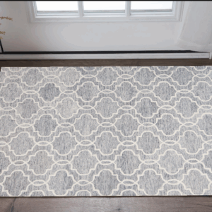 2' X 3' Blue Gray And Ivory Wool Geometric Tufted Handmade Stain Resistant Area Rug