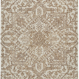 9' X 12' Ivory And Brown Wool Floral Tufted Handmade Stain Resistant Area Rug