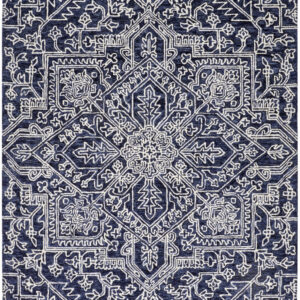 2' X 3' Blue And Ivory Wool Floral Tufted Handmade Stain Resistant Area Rug