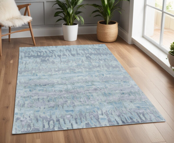 4' X 6' Blue and Green Abstract Hand Tufted Area Rug