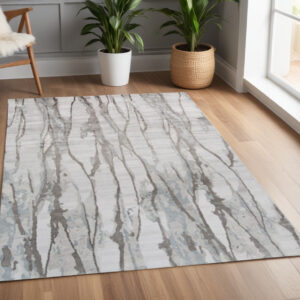 4' X 6' Ivory and Gray Abstract Hand Tufted Area Rug