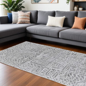 10' X 13' Gray And Silver Geometric Stain Resistant Area Rug