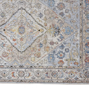 2' X 3' Taupe Blue And Gray Floral Stain Resistant Area Rug