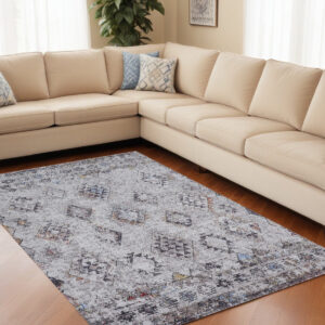 10' X 13' Blue and Gray Geometric Area Rug