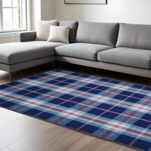 8' X 10' Blue and Pink Abstract Hand Woven Area Rug