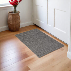 2' X 3' Gray and Black Hand Woven Area Rug