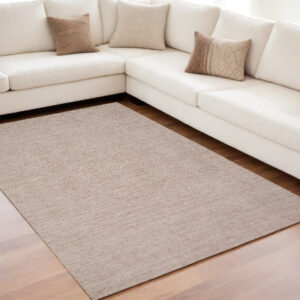 5' X 8' Pink and Ivory Hand Woven Area Rug