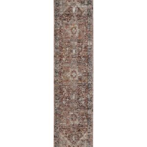 10' Red and Ivory Abstract Distressed Runner Rug