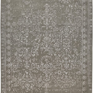 8' X 10' Gray Taupe And Silver Wool Floral Tufted Handmade Distressed Area Rug