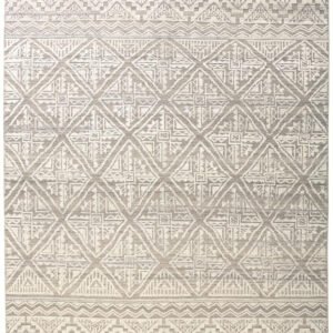 10' X 13' Ivory Tan And Gray Geometric Hand Knotted Area Rug