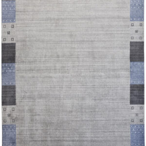 10' X 13' Gray Blue And Black Wool Hand Knotted Stain Resistant Area Rug