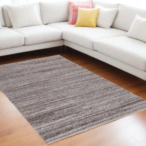 10' X 14' Gray and Ivory Striped Shag Hand Woven Area Rug