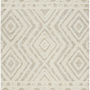 12' X 15' Ivory And Tan Wool Geometric Tufted Handmade Area Rug