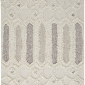 5' X 8' Ivory Taupe And Tan Wool Geometric Tufted Handmade Stain Resistant Area Rug