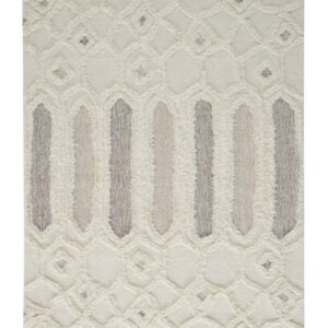 10' X 14' Ivory Taupe And Tan Wool Geometric Tufted Handmade Stain Resistant Area Rug