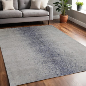 5' X 8' Ivory and Blue Abstract Power Loom Non Skid Area Rug