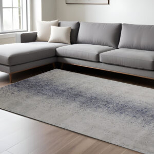 8' X 10' Ivory and Blue Abstract Power Loom Non Skid Area Rug