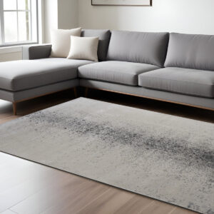 8' X 10' Gray and Ivory Abstract Power Loom Non Skid Area Rug