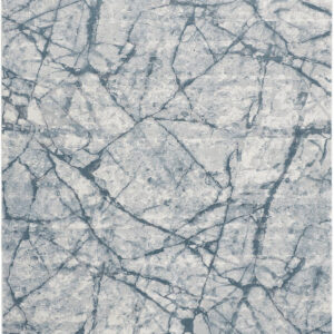 10' X 13' Blue Gray And Ivory Abstract Distressed Stain Resistant Area Rug