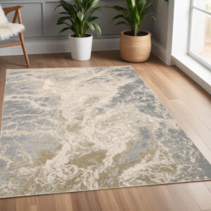 4' X 6' Gray and Ivory Abstract Non Skid Area Rug