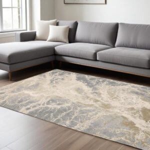 13' X 20' Gray and Ivory Abstract Area Rug