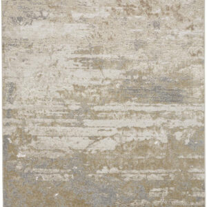 12' X 15' Ivory Gold And Gray Abstract Area Rug