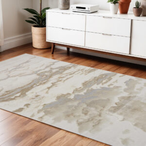 4' X 6' Ivory Tan And Gray Abstract Area Rug