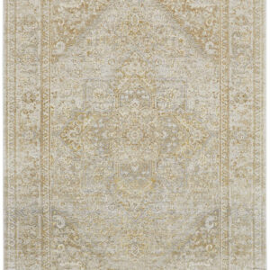 9' X 12' Ivory And Gold Floral Area Rug