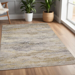 4' X 6' Gray and Ivory Abstract Non Skid Area Rug