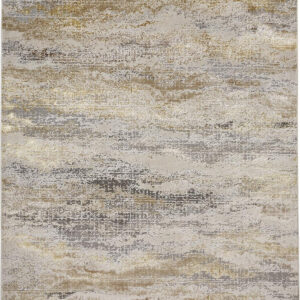 9' X 12' Gold Gray And Ivory Abstract Area Rug