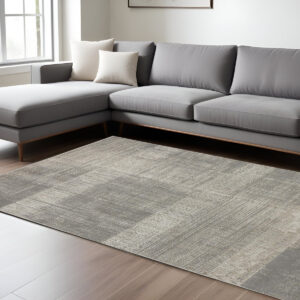 8' X 10' Gray and Ivory Abstract Non Skid Area Rug