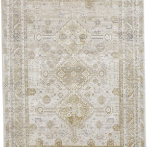 4' X 6' Gold and Ivory Floral Non Skid Area Rug