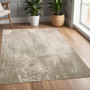4' X 6' Gray and Ivory Abstract Non Skid Area Rug