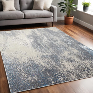 5' X 8' Gray and Ivory Abstract Non Skid Area Rug
