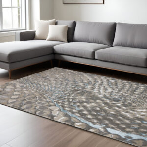 8' X 10' Gray Geometric Non Skid Area Rug