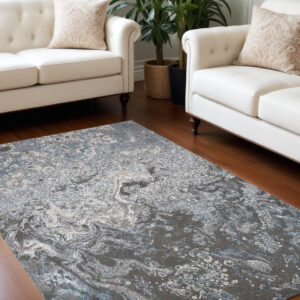 10' X 13' Blue and Gray Abstract Power Loom Area Rug
