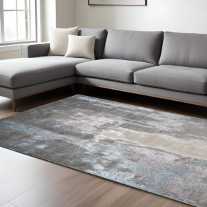 8' X 10' Gray and Ivory Abstract Non Skid Area Rug