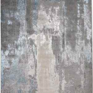 10' X 13' Gray Ivory And Blue Abstract Stain Resistant Area Rug