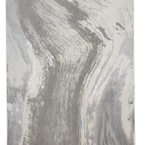 8' X 10' Gray Ivory and Blue Abstract Non Skid Area Rug