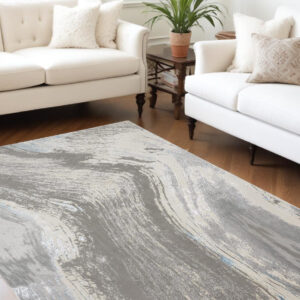 10' X 13' Blue and Gray Abstract Power Loom Area Rug