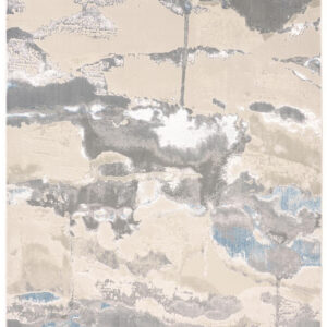12' X 18' Ivory Gray And Blue Abstract Area Rug