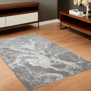 4' X 6' Gray and Ivory Abstract Power Loom Area Rug