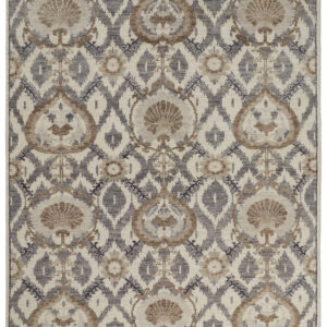 9' X 12' Ivory Gray And Taupe Wool Floral Hand Knotted Stain Resistant Area Rug